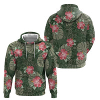 Hawaii Zip Hoodie Green Polynesian Monstera Patterns DT05 - Polynesian Pride