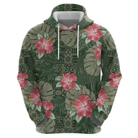 Hawaii Zip Hoodie Green Polynesian Monstera Patterns DT05 - Polynesian Pride