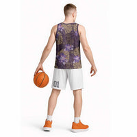 Hawaii Basketball Jersey Purple Polynesian Monstera Patterns - Polynesian Pride