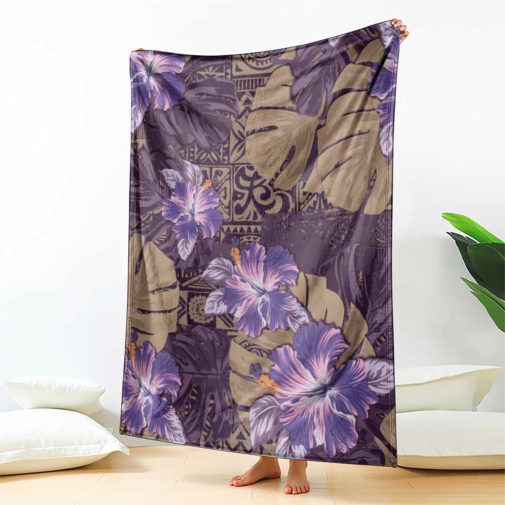 Hawaii Blanket Purple Polynesian Monstera Patterns - Polynesian Pride