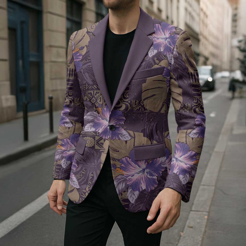 Hawaii Blazer Purple Polynesian Monstera Patterns - Polynesian Pride