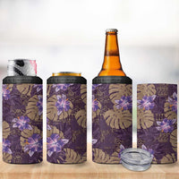 Hawaii 4 in 1 Can Cooler Tumbler Purple Polynesian Monstera Patterns DT05 - Polynesian Pride