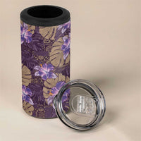 Hawaii 4 in 1 Can Cooler Tumbler Purple Polynesian Monstera Patterns DT05 - Polynesian Pride