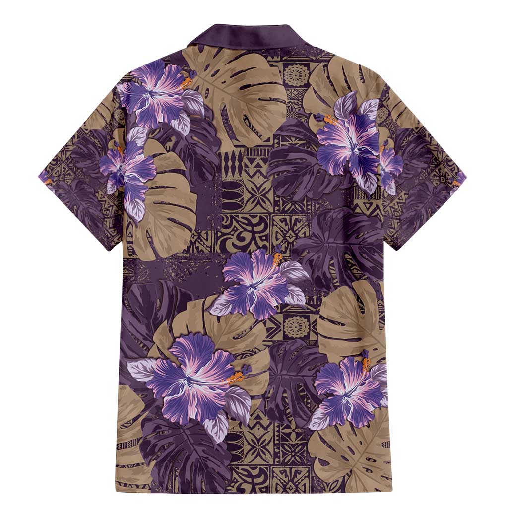Hawaii Family Matching Mermaid Dress and Hawaiian Shirt Purple Polynesian Monstera Patterns DT05 - Polynesian Pride