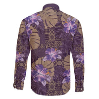 Hawaii Family Matching Mermaid Dress and Hawaiian Shirt Purple Polynesian Monstera Patterns DT05 - Polynesian Pride