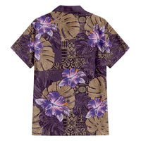 Hawaii Family Matching Off Shoulder Maxi Dress and Hawaiian Shirt Purple Polynesian Monstera Patterns - Polynesian Pride