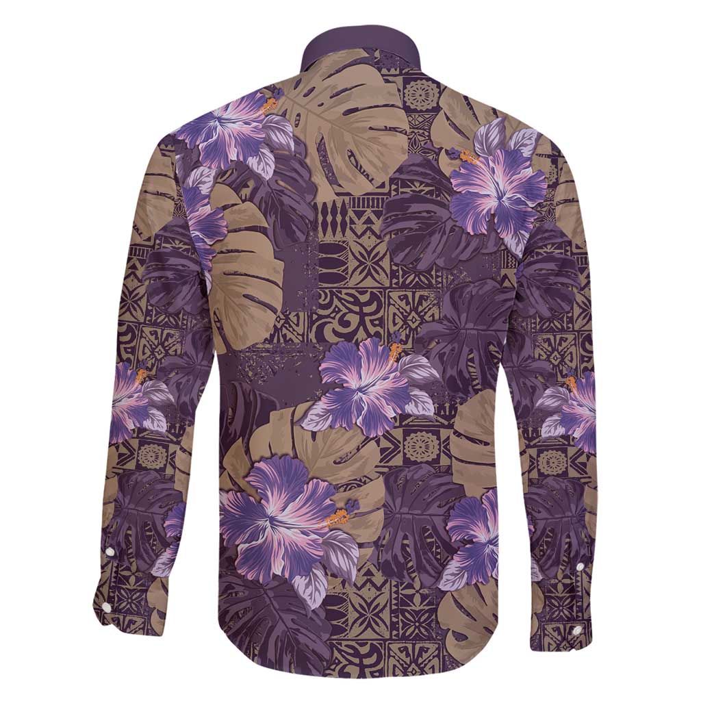Hawaii Family Matching Short Sleeve Bodycon Dress and Hawaiian Shirt Purple Polynesian Monstera Patterns DT05 - Polynesian Pride