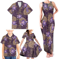 Hawaii Family Matching Tank Maxi Dress and Hawaiian Shirt Purple Polynesian Monstera Patterns DT05 - Polynesian Pride