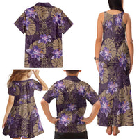 Hawaii Family Matching Tank Maxi Dress and Hawaiian Shirt Purple Polynesian Monstera Patterns DT05 - Polynesian Pride
