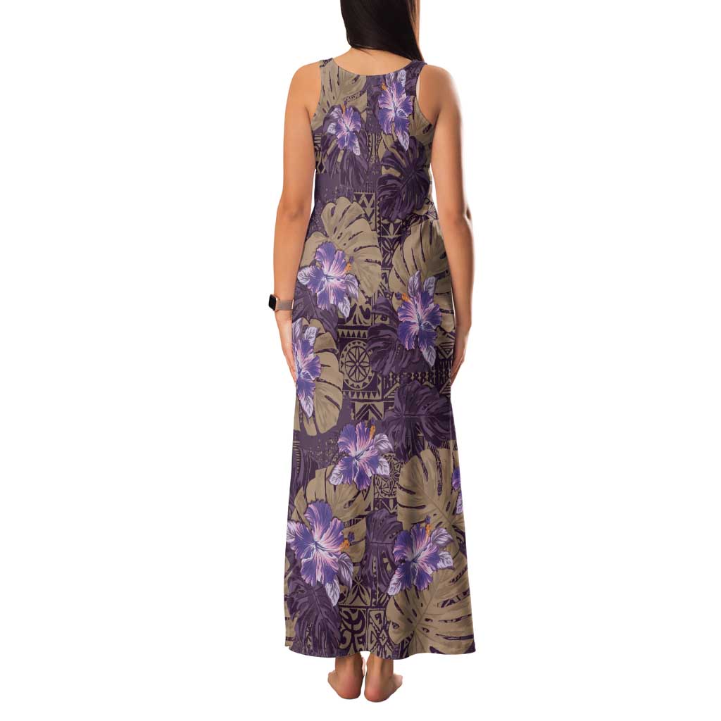 Hawaii Family Matching Tank Maxi Dress and Hawaiian Shirt Purple Polynesian Monstera Patterns DT05 - Polynesian Pride