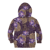 Hawaii Kid Hoodie Purple Polynesian Monstera Patterns DT05 - Polynesian Pride