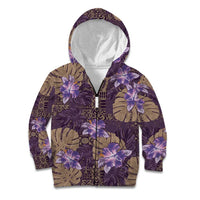 Hawaii Kid Hoodie Purple Polynesian Monstera Patterns DT05 Zip Hoodie Purple - Polynesian Pride
