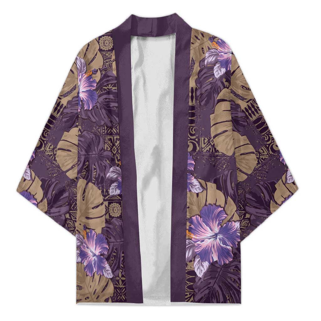 Hawaii Kimono Purple Polynesian Monstera Patterns DT05 Unisex Purple - Polynesian Pride