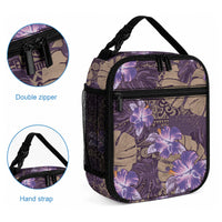Hawaii Lunch Bag Purple Polynesian Monstera Patterns
