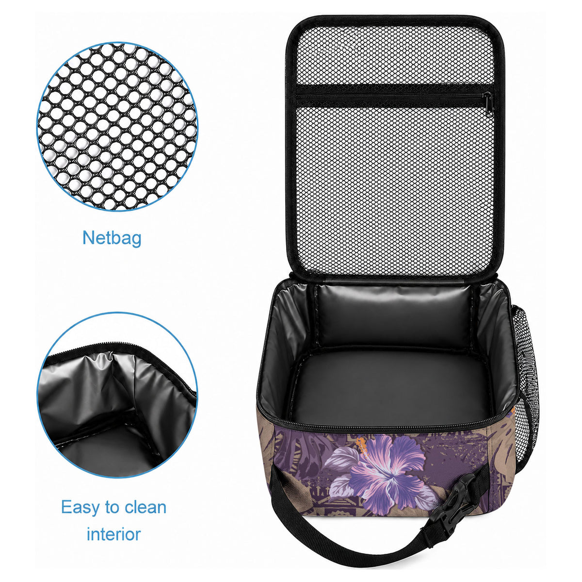 Hawaii Lunch Bag Purple Polynesian Monstera Patterns