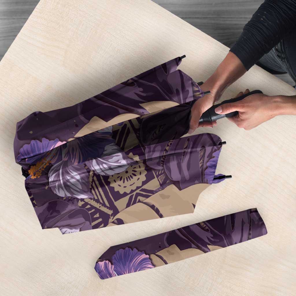 Hawaii Umbrella Purple Polynesian Monstera Patterns - Polynesian Pride