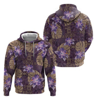Hawaii Zip Hoodie Purple Polynesian Monstera Patterns DT05 - Polynesian Pride