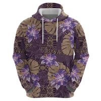 Hawaii Zip Hoodie Purple Polynesian Monstera Patterns DT05 - Polynesian Pride