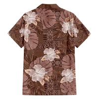 Hawaii Family Matching Long Sleeve Bodycon Dress and Hawaiian Shirt Brown Polynesian Monstera Patterns DT05 - Polynesian Pride