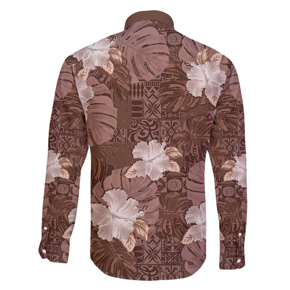 Hawaii Family Matching Off The Shoulder Long Sleeve Dress and Hawaiian Shirt Brown Polynesian Monstera Patterns DT05 - Polynesian Pride