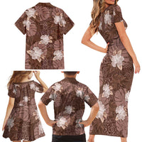 Hawaii Family Matching Short Sleeve Bodycon Dress and Hawaiian Shirt Brown Polynesian Monstera Patterns DT05 - Polynesian Pride