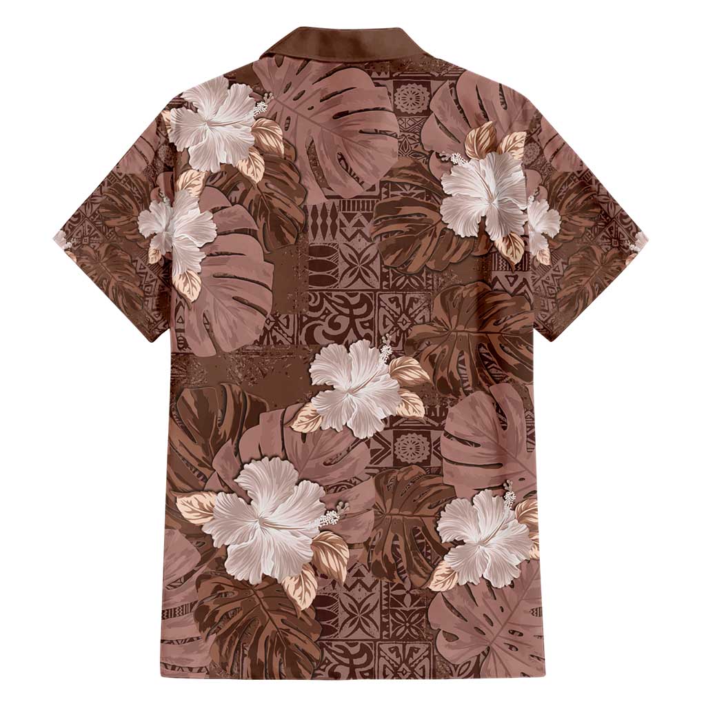 Hawaii Family Matching Short Sleeve Bodycon Dress and Hawaiian Shirt Brown Polynesian Monstera Patterns DT05 - Polynesian Pride