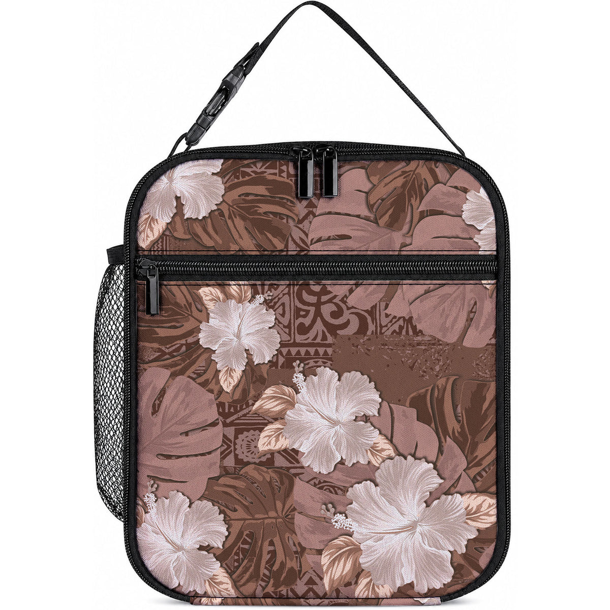 Hawaii Lunch Bag Brown Polynesian Monstera Patterns