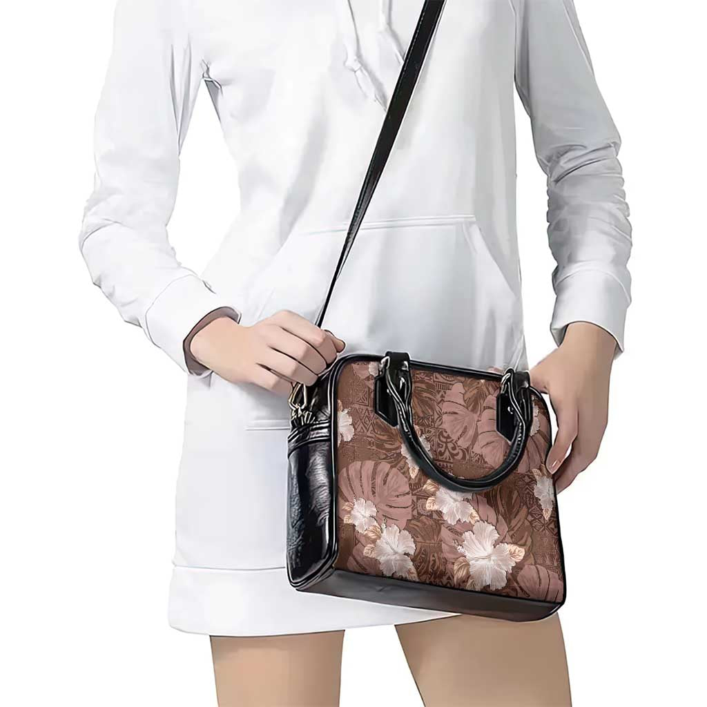 Hawaii Shoulder Handbag Brown Polynesian Monstera Patterns - Polynesian Pride