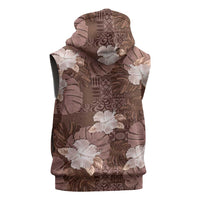 Hawaii Sleeveless Zip Hoodie Brown Polynesian Monstera Patterns DT05 - Polynesian Pride
