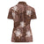 Hawaii Women Polo Shirt Brown Polynesian Monstera Patterns - Polynesian Pride