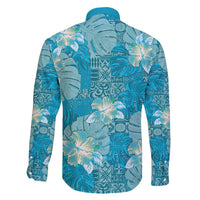Hawaii Family Matching Short Sleeve Bodycon Dress and Hawaiian Shirt Teal Polynesian Monstera Patterns DT05 - Polynesian Pride