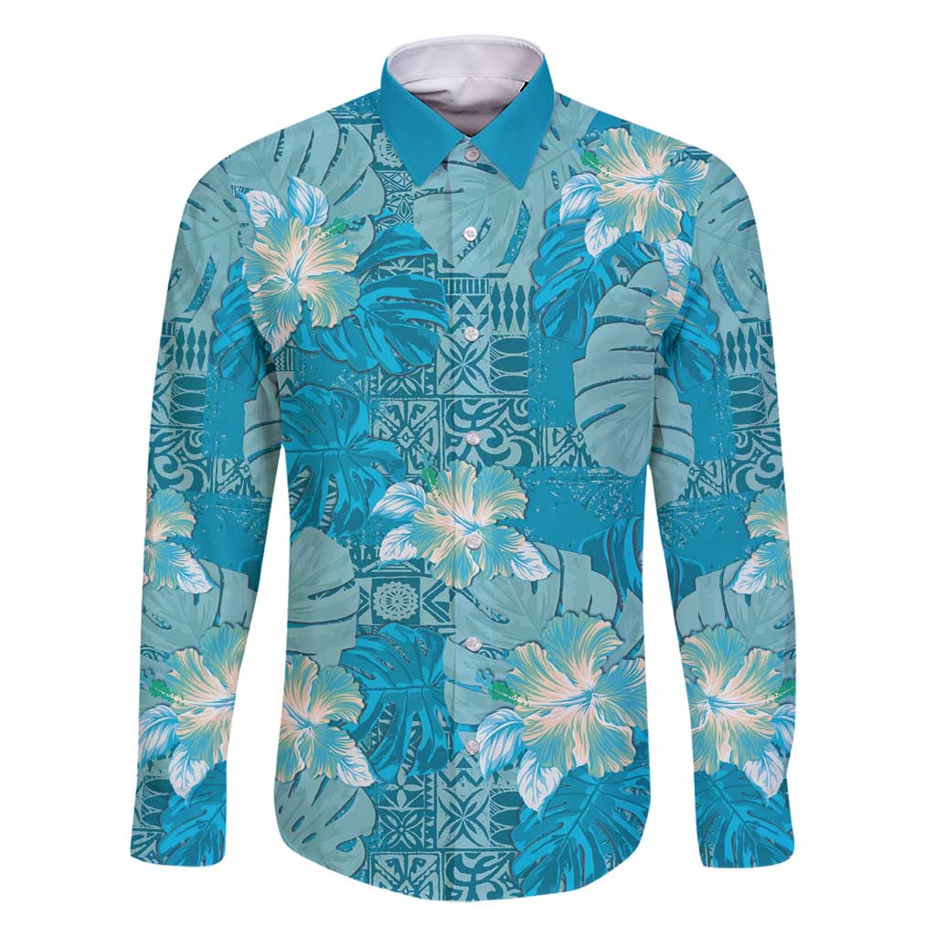Hawaii Family Matching Summer Maxi Dress and Hawaiian Shirt Teal Polynesian Monstera Patterns - Polynesian Pride