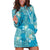 Hawaii Hoodie Dress Teal Polynesian Monstera Patterns - Polynesian Pride