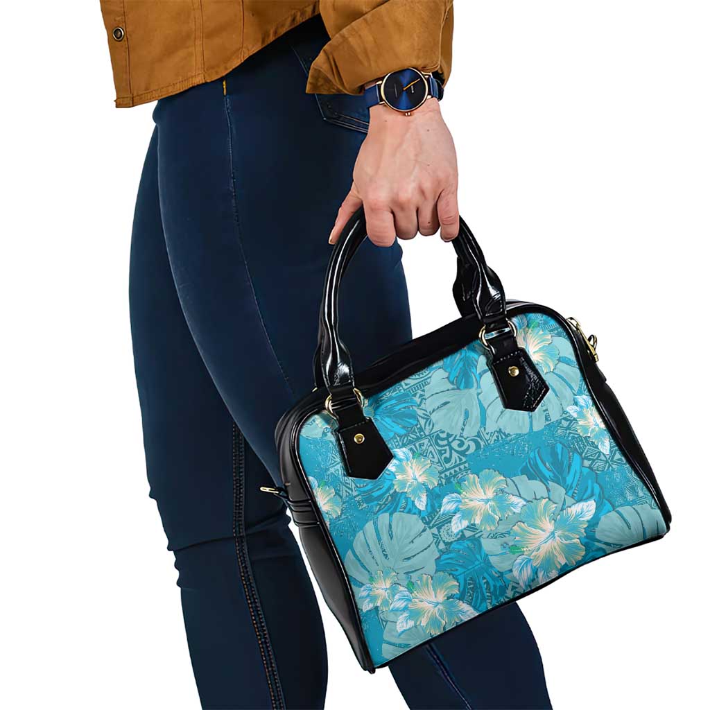 Hawaii Shoulder Handbag Teal Polynesian Monstera Patterns - Polynesian Pride