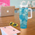 Hawaii Tumbler With Handle Teal Polynesian Monstera Patterns - Polynesian Pride