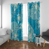Hawaii Window Curtain Teal Polynesian Monstera Patterns DT05 With Grommets Teal - Polynesian Pride