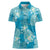 Hawaii Women Polo Shirt Teal Polynesian Monstera Patterns - Polynesian Pride