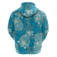 Hawaii Zip Hoodie Teal Polynesian Monstera Patterns DT05 - Polynesian Pride