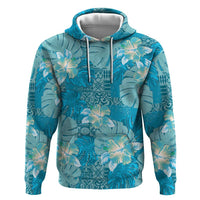 Hawaii Zip Hoodie Teal Polynesian Monstera Patterns DT05 Pullover Hoodie Teal - Polynesian Pride