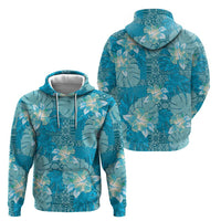 Hawaii Zip Hoodie Teal Polynesian Monstera Patterns DT05 - Polynesian Pride