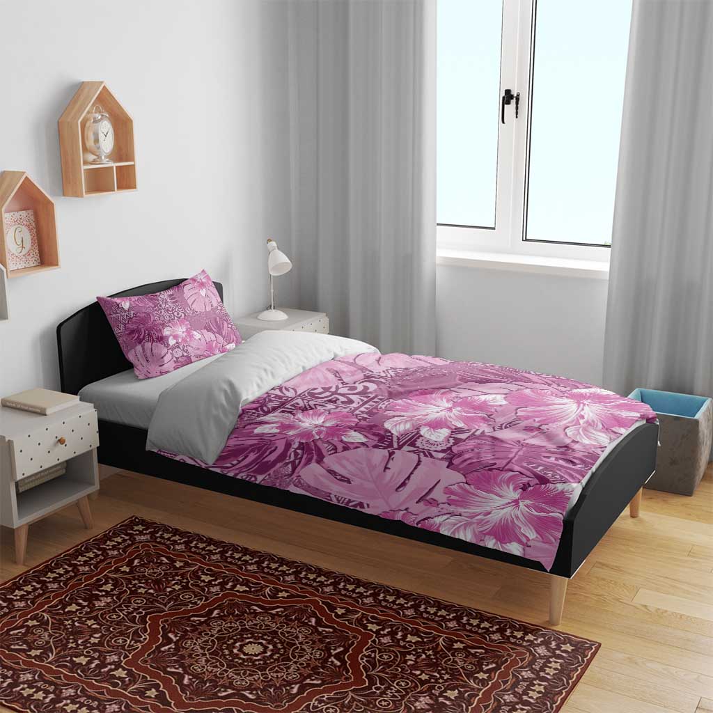 Hawaii Bedding Set Magenta Polynesian Monstera Patterns - Polynesian Pride