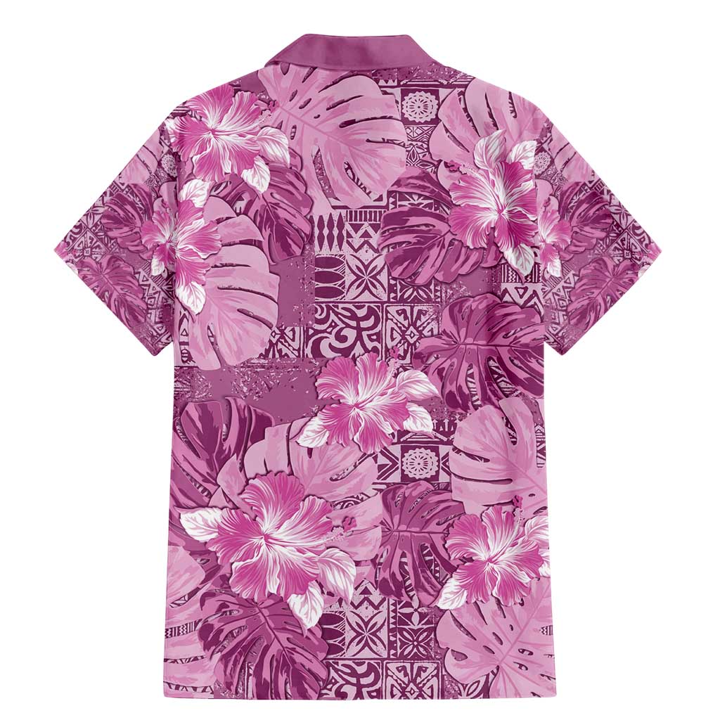 Hawaii Family Matching Mermaid Dress and Hawaiian Shirt Magenta Polynesian Monstera Patterns DT05 - Polynesian Pride