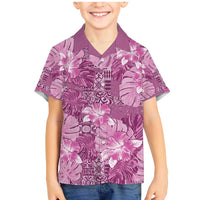 Hawaii Family Matching Mermaid Dress and Hawaiian Shirt Magenta Polynesian Monstera Patterns DT05 Son's Shirt Magenta - Polynesian Pride