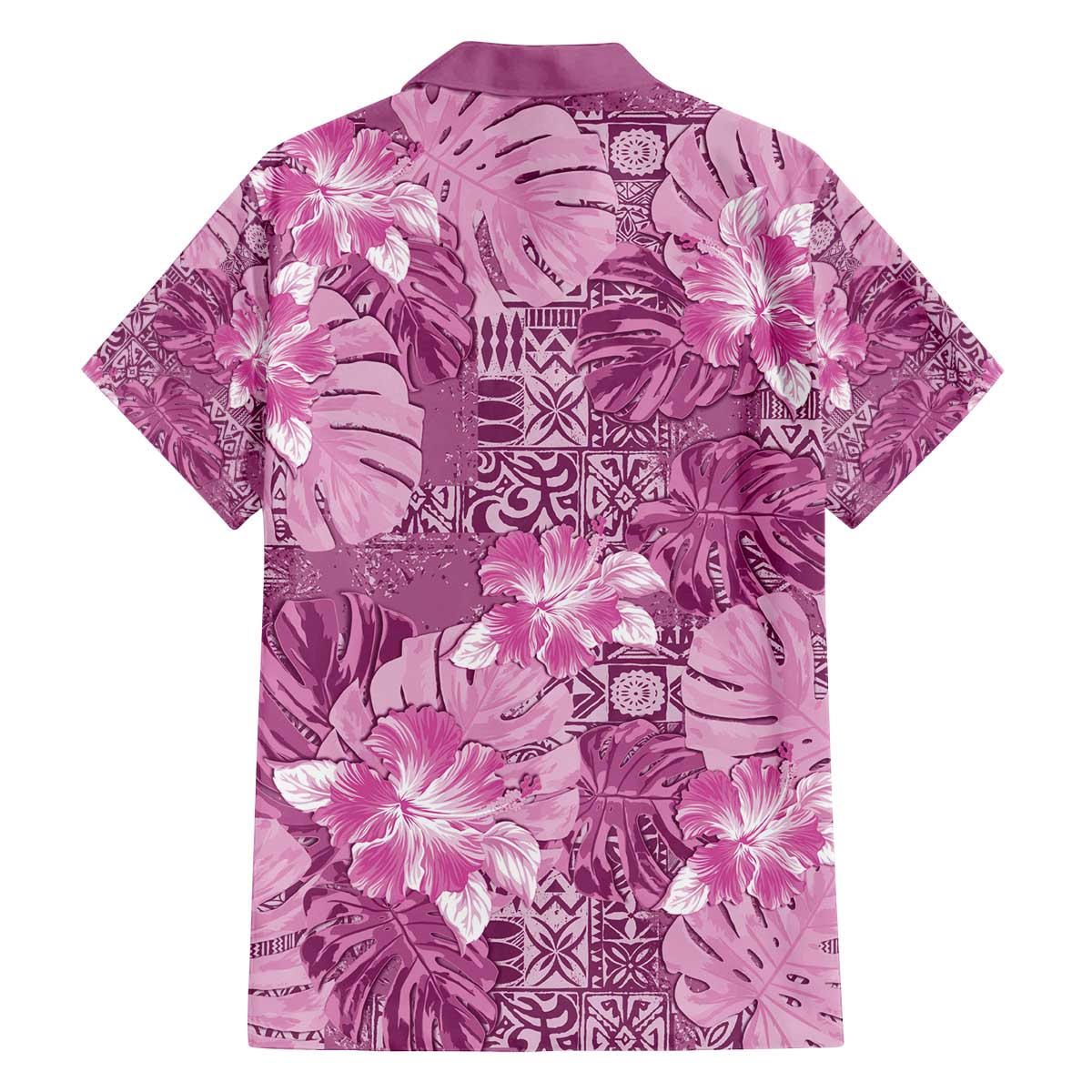 Hawaii Family Matching Off The Shoulder Long Sleeve Dress and Hawaiian Shirt Magenta Polynesian Monstera Patterns DT05 - Polynesian Pride