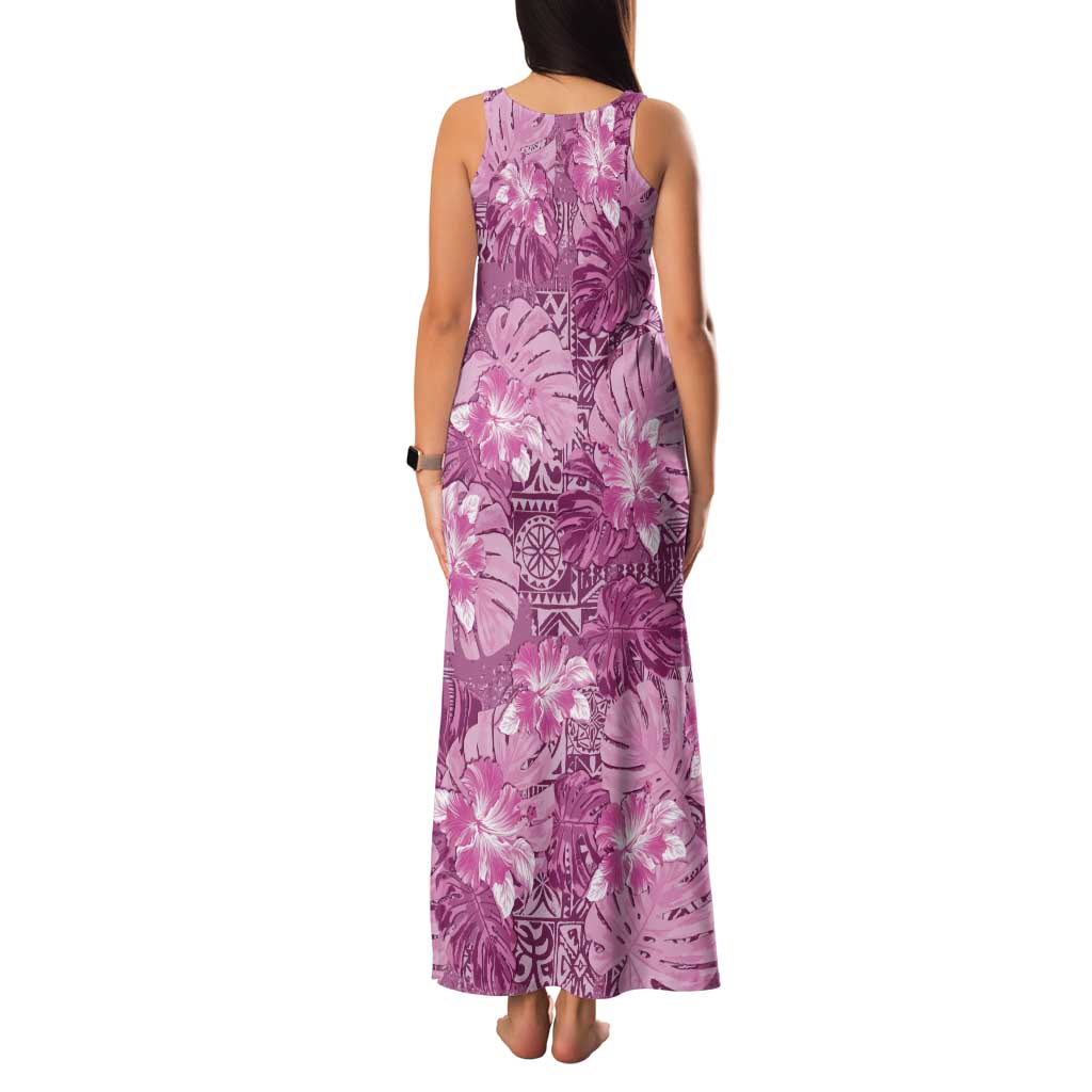 Hawaii Family Matching Tank Maxi Dress and Hawaiian Shirt Magenta Polynesian Monstera Patterns DT05 - Polynesian Pride