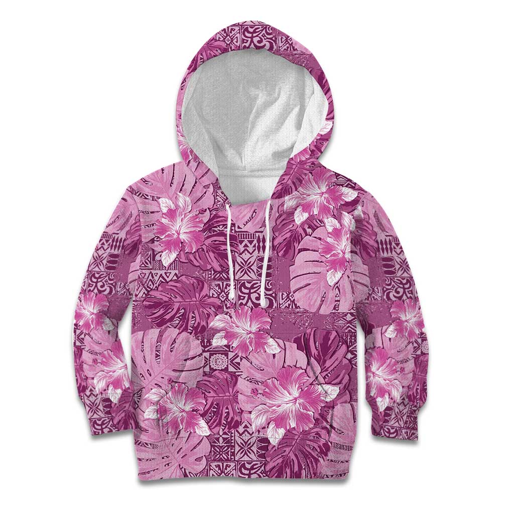 Hawaii Kid Hoodie Magenta Polynesian Monstera Patterns DT05 Hoodie Magenta - Polynesian Pride