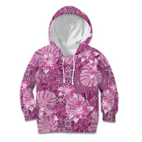 Hawaii Kid Hoodie Magenta Polynesian Monstera Patterns DT05 Hoodie Magenta - Polynesian Pride