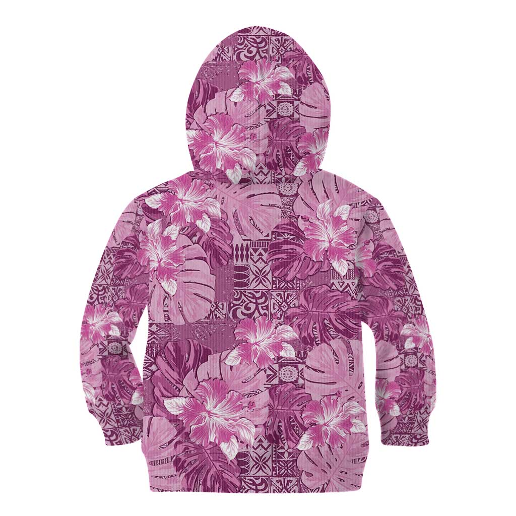 Hawaii Kid Hoodie Magenta Polynesian Monstera Patterns DT05 - Polynesian Pride