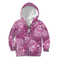 Hawaii Kid Hoodie Magenta Polynesian Monstera Patterns DT05 Zip Hoodie Magenta - Polynesian Pride