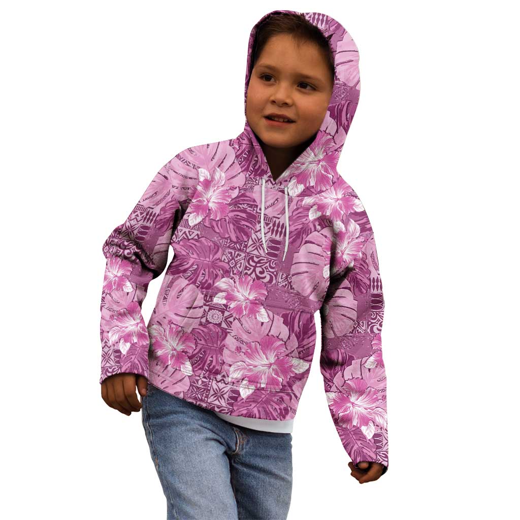 Hawaii Kid Hoodie Magenta Polynesian Monstera Patterns DT05 - Polynesian Pride